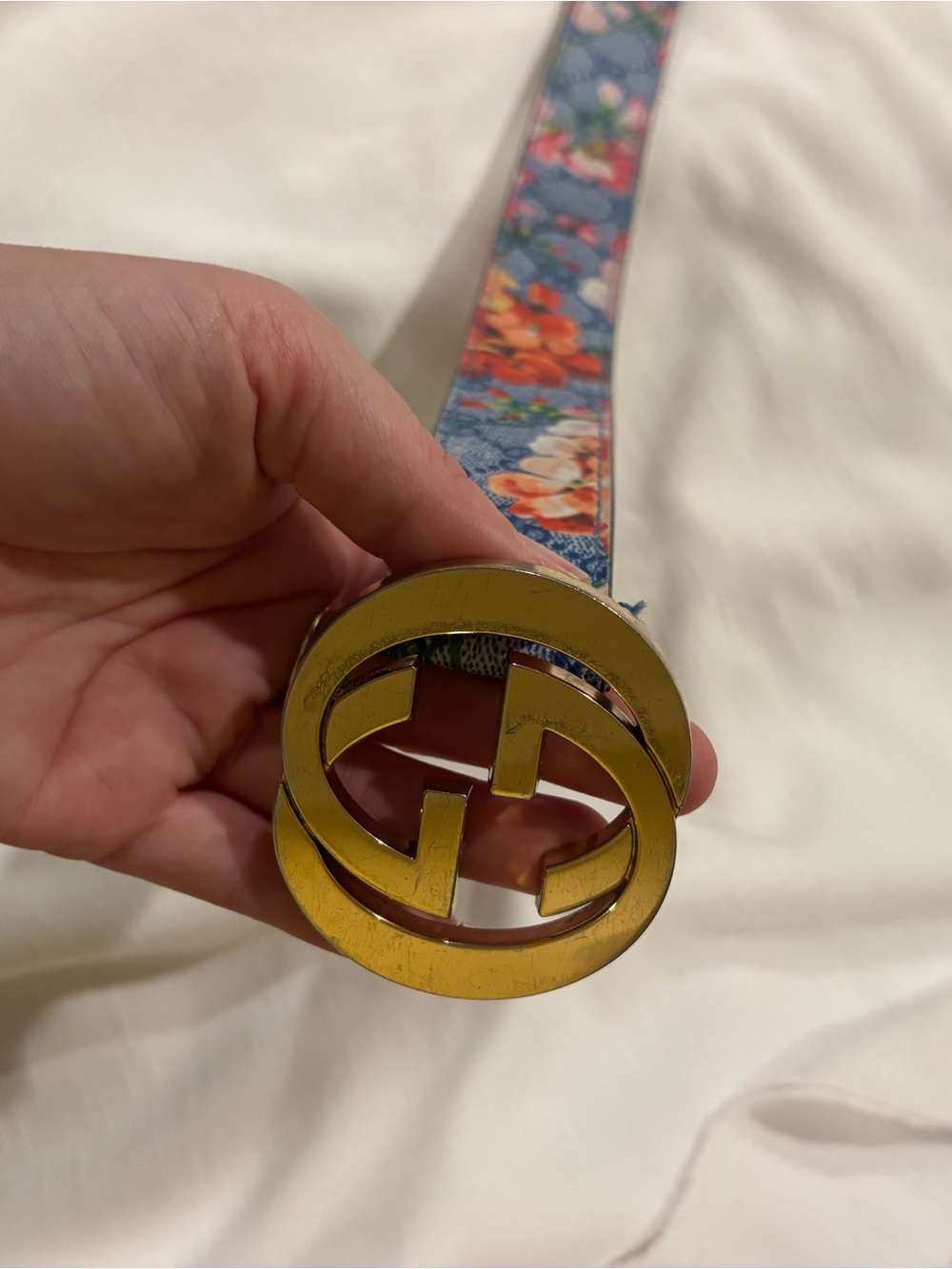 Gucci Floral GG Buckle Belt in Blue, Pink and Green - Picture 9 of 10